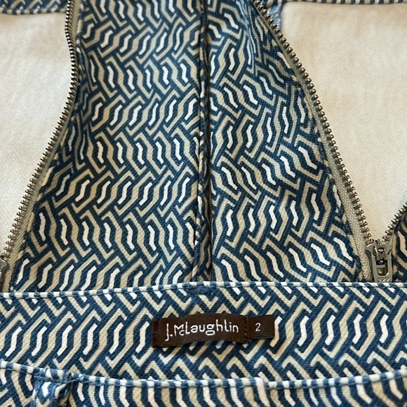 J. McLaughlin Baxter Jean Micro Aegean Link Print Zipper Ankles Navy Blue Size 2 - Picture 12 of 17